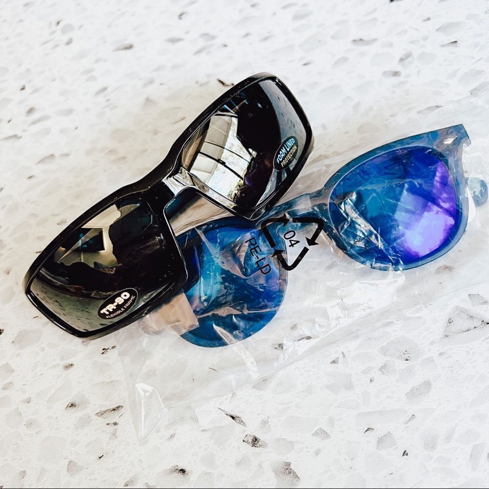 24/7 LIFE Sunglasses - Black & Blue Pair - Set of 2 NWT